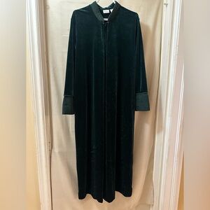 Adonna Emerald Velvet Long Duster Nightgown Robe Medium Y2K Vintage Glam